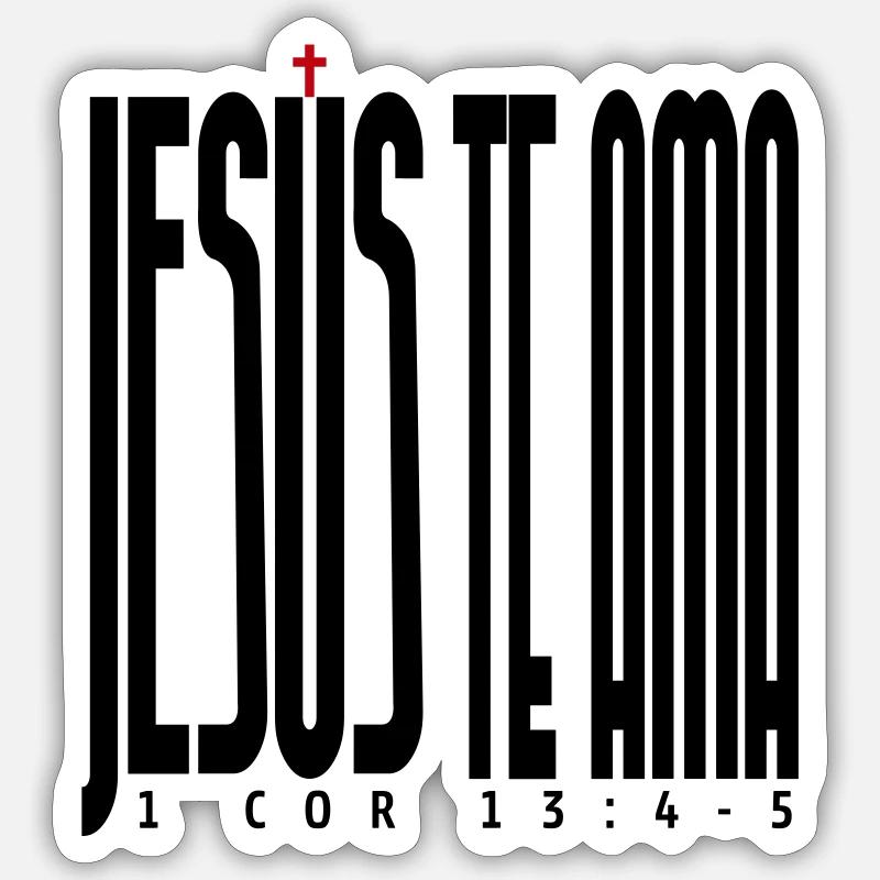 Gesù ti ama - Sticker formato S (10 x 10 cm) - bianco opaco