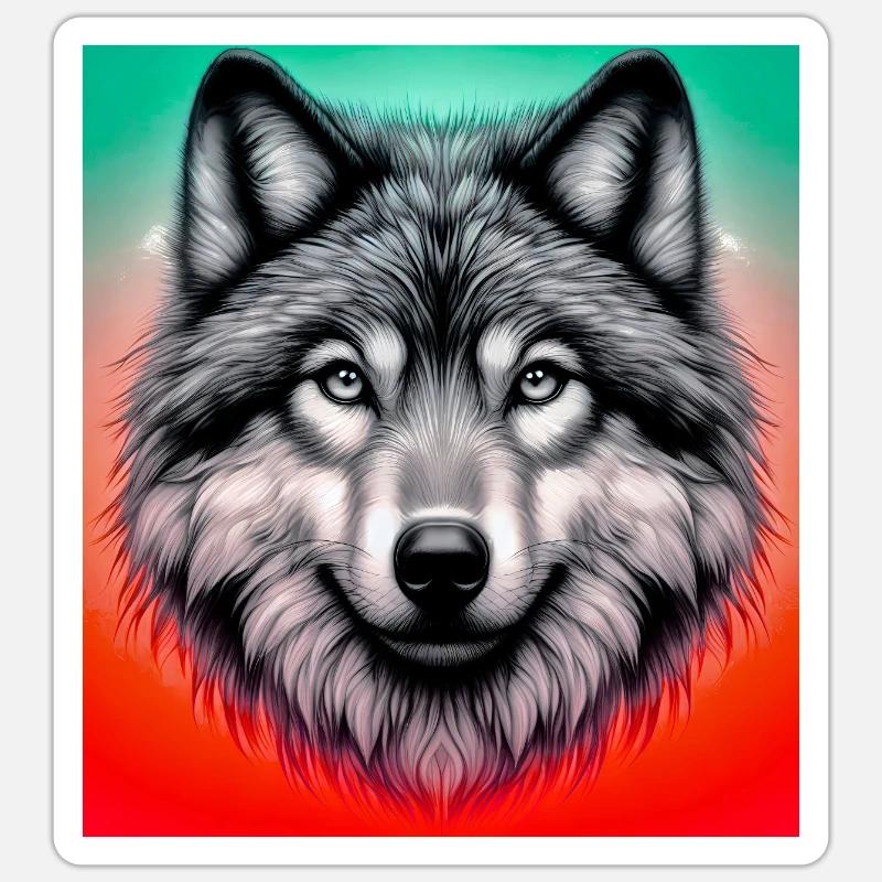 Wolf - Sticker Größe S (10 x 10 cm) - Mattweiß