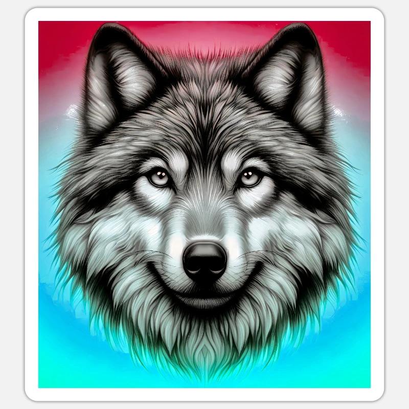 Wolf - Sticker Größe S (10 x 10 cm) - Mattweiß