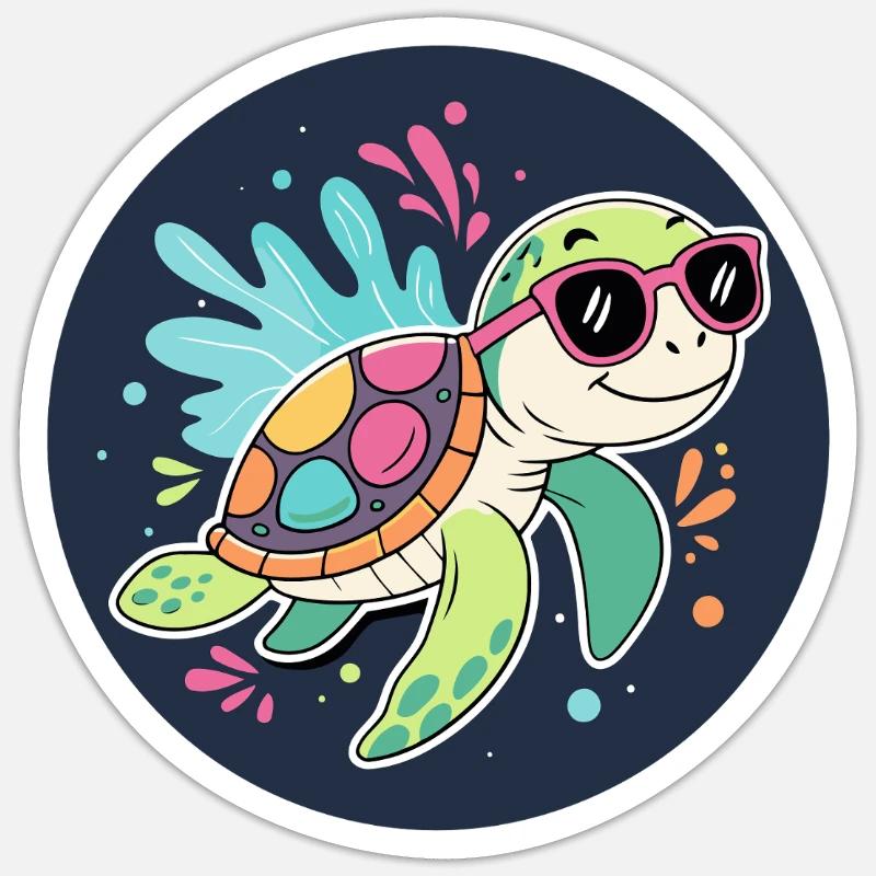 Solar Tropical Turtle - Sticker size S (10 x 10 cm) - white matte