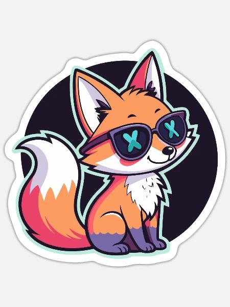 Fox Chill UV-Zeichentrickbrille - Sticker Größe S (10 x 10 cm) - Mattweiß