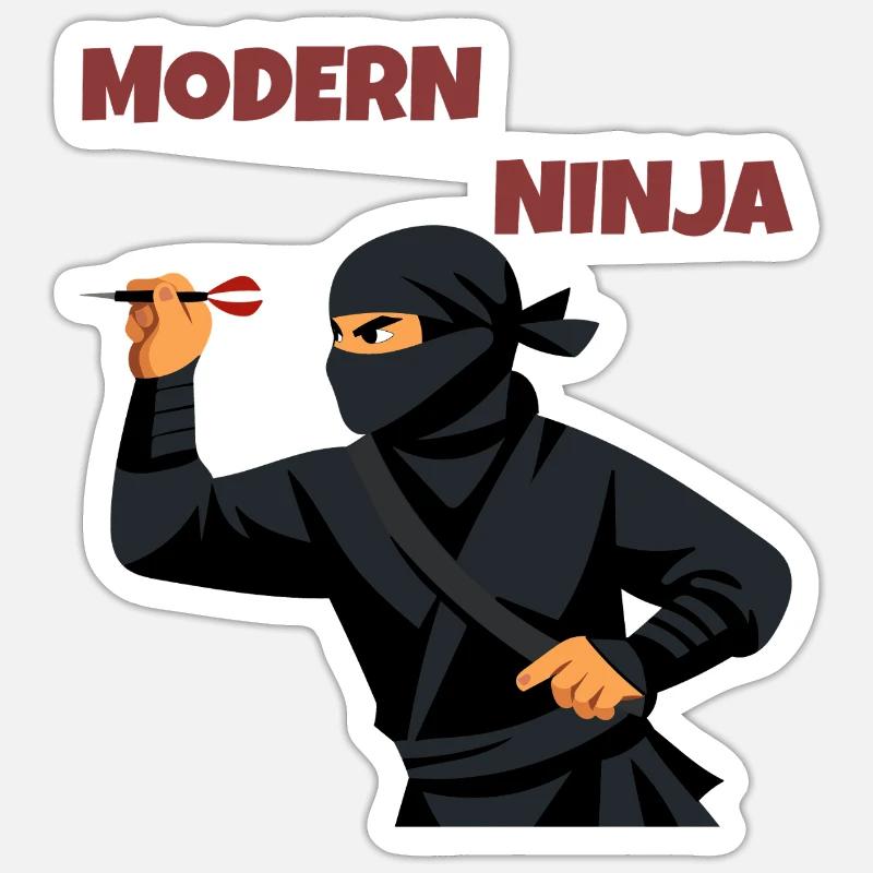 Modern Ninja Darts Throwing Art - Sticker size S (10 x 10 cm) - white matte