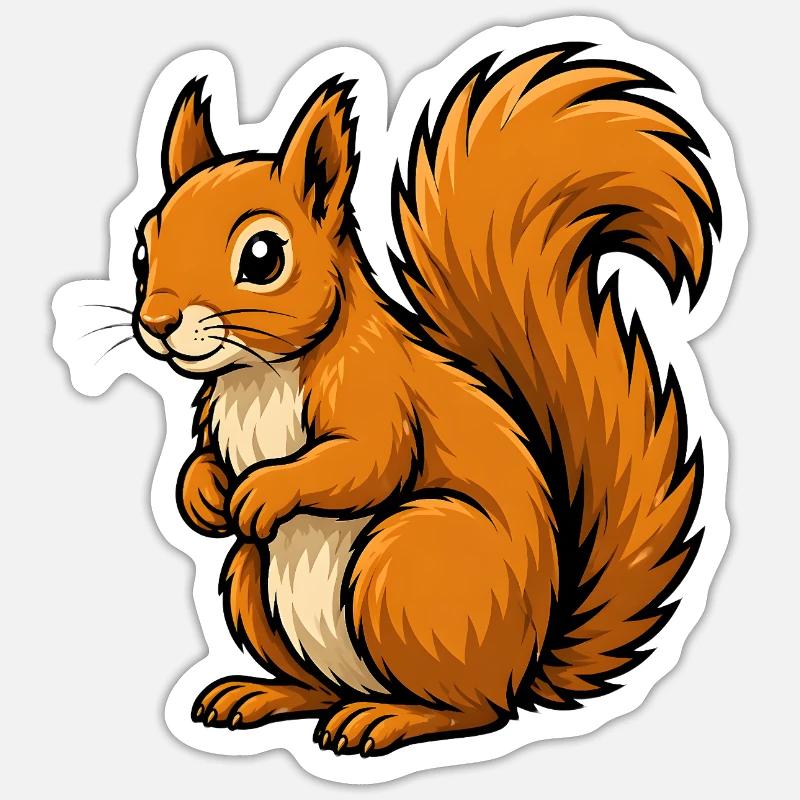 Rotes Eichhörnchen - Sticker Größe S (10 x 10 cm) - Mattweiß