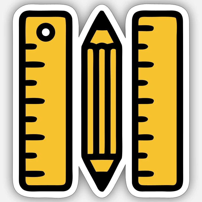 Stift Lineale Zeichnen Architektur - Sticker Größe S (10 x 10 cm) - Mattweiß