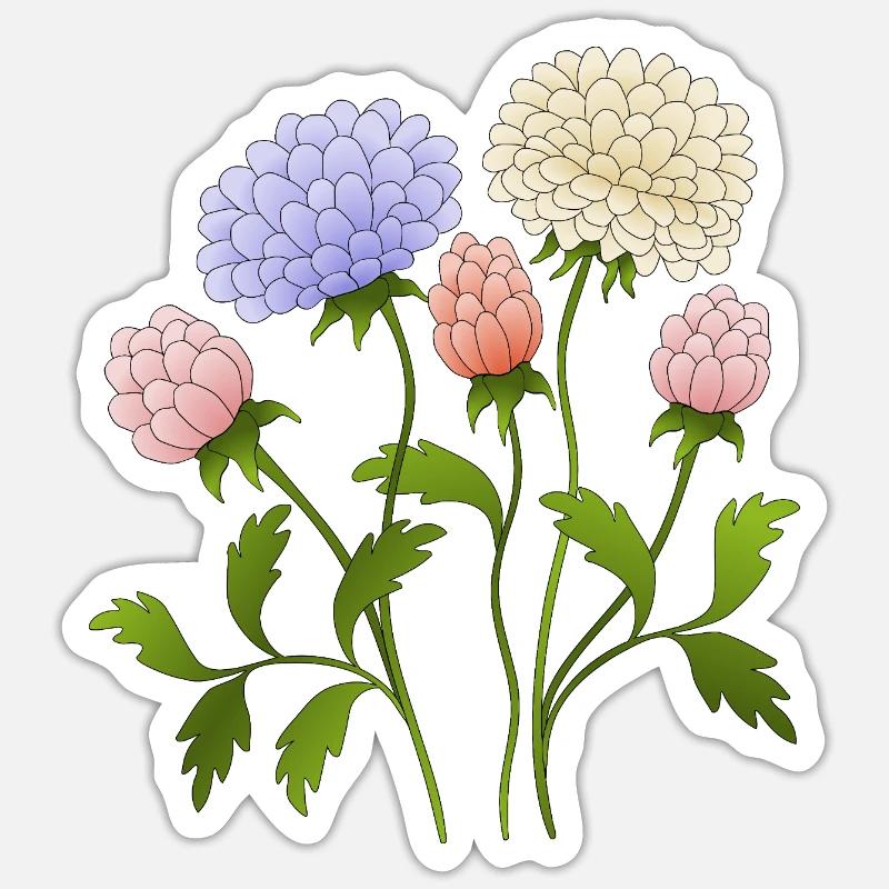 Blumen - Sticker Größe S (10 x 10 cm) - Mattweiß