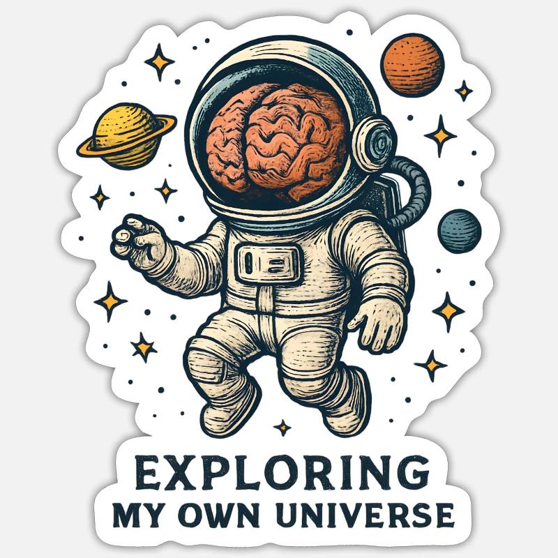 Kosmischer Kopfastronaut - Sticker Größe S (10 x 10 cm) - Mattweiß