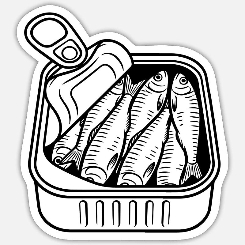 Sardines - Sticker taille S (10 x 10 cm) - blanc mat
