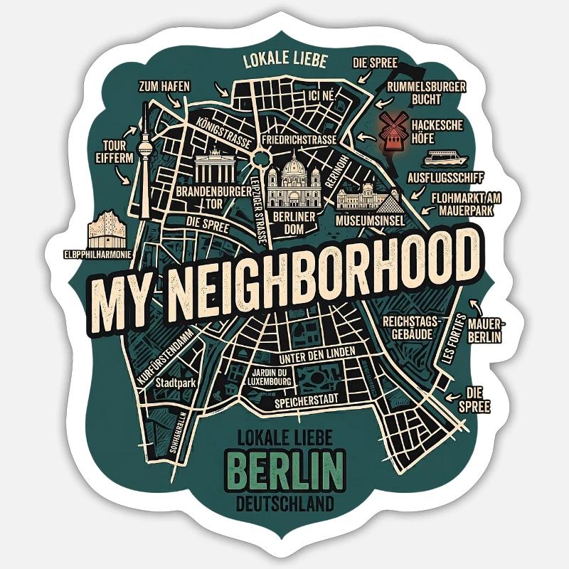 Berlin Meine Nachbarschaft - Sticker Größe S (10 x 10 cm) - Mattweiß