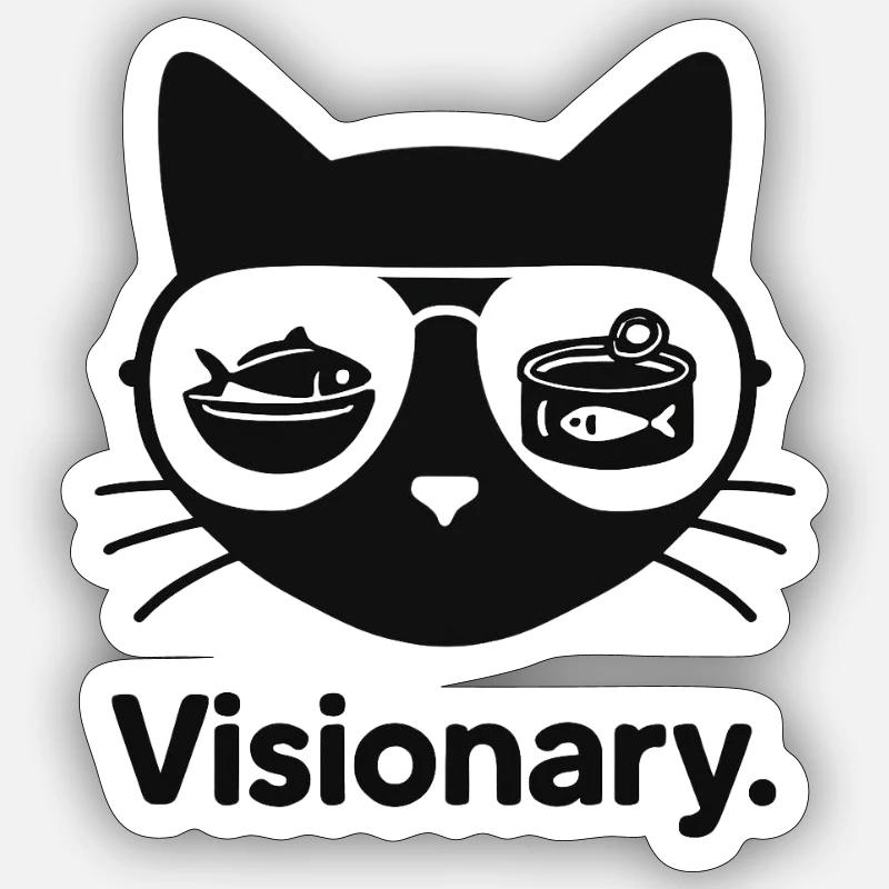Visionäre Katzenfisch-Linsen - Sticker Größe S (10 x 10 cm) - Mattweiß