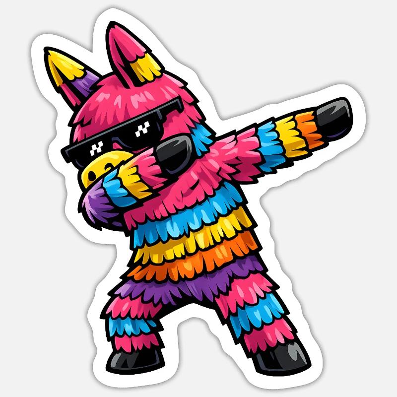 Dabbing Pinata - Sticker Größe S (10 x 10 cm) - Mattweiß