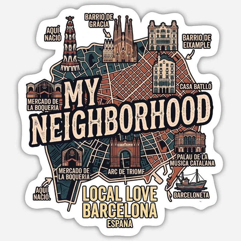 Barcelona Bewohner - Sticker Größe S (10 x 10 cm) - Mattweiß