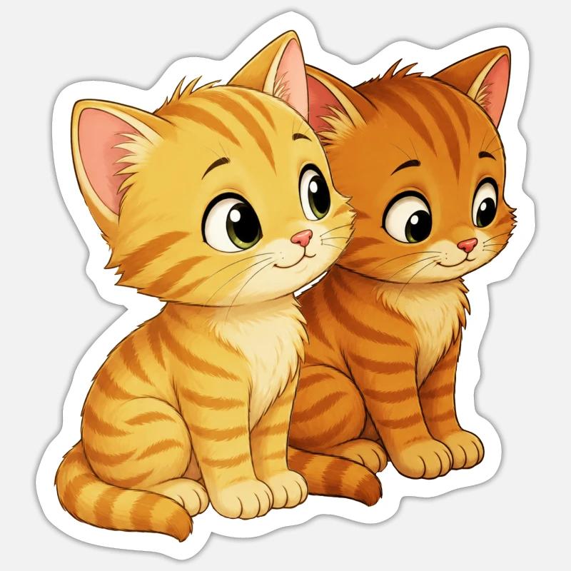 Kätzchen sitzen nebeneiander - Sticker Größe S (10 x 10 cm) - Mattweiß