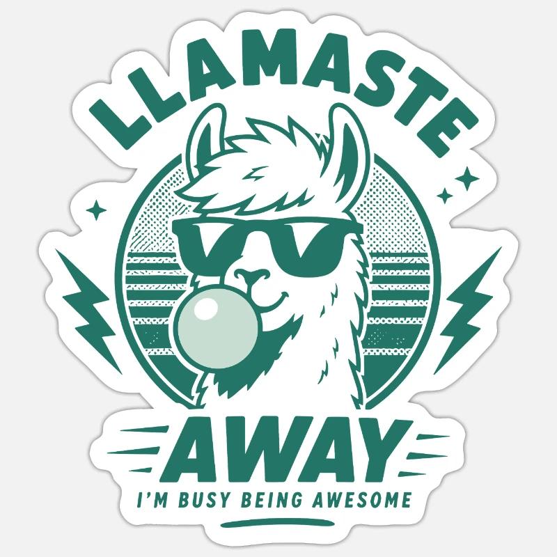 Llamaste Away Lama drôle - Sticker taille S (10 x 10 cm) - blanc mat