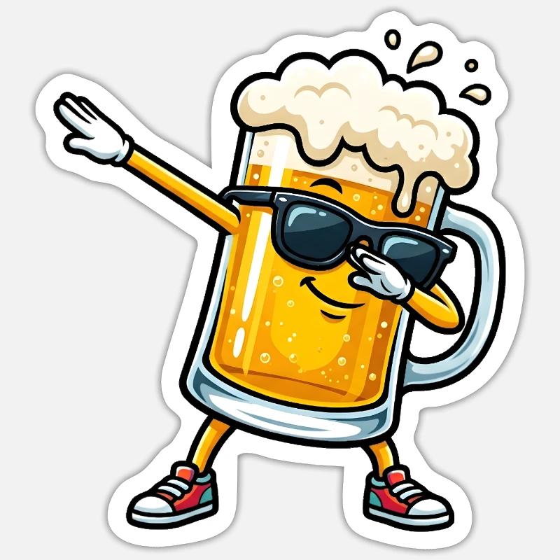 Tamponner la chope de bière - Sticker taille S (10 x 10 cm) - blanc mat