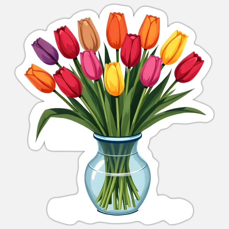 Tulipes - Sticker taille S (10 x 10 cm) - blanc mat