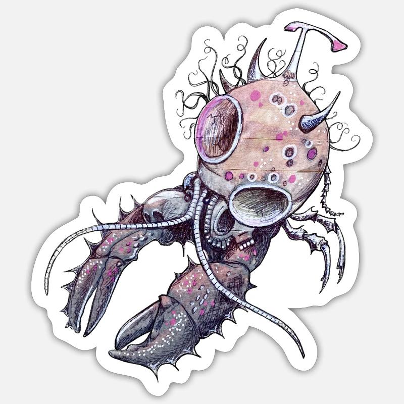 Homard spatial pastel - Sticker taille S (10 x 10 cm) - blanc mat
