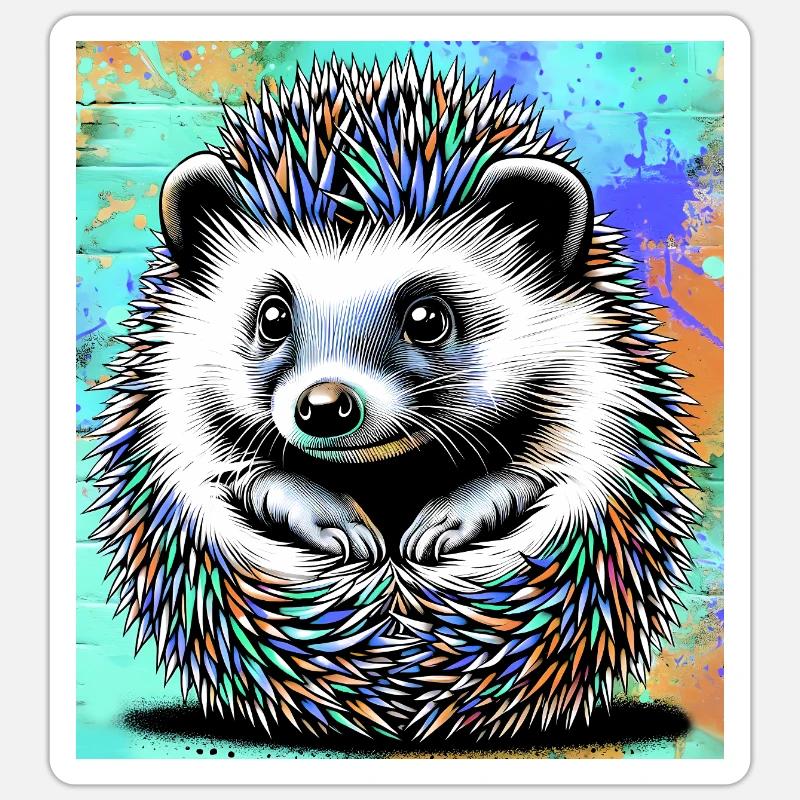 hérisson - Sticker taille S (10 x 10 cm) - blanc mat