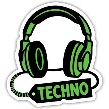 DJ Headphones Techno Rave Festival Producer - Sticker size S (10 x 10 cm) - white matte - Front