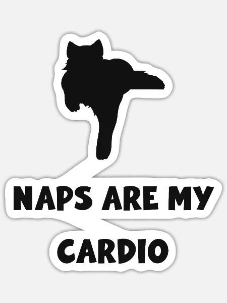 Katzen-Yoga: Nickerchen sind Cardio - Sticker Größe S (10 x 10 cm) - Mattweiß