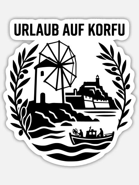 Korfu Urlaub Griechenland - Sticker Größe S (10 x 10 cm) - Mattweiß