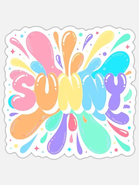 Sunny Splash Mehrfarbige Buchstaben - Sticker Größe S (10 x 10 cm) - Mattweiß