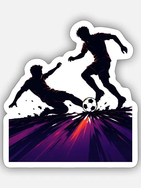 Fußballspieler Comic Kopfball Duell bunt - Sticker Größe S (10 x 10 cm) - Mattweiß