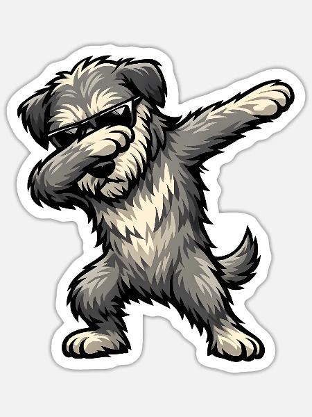 Dabbing Irischer Wolfshund - Sticker Größe S (10 x 10 cm) - Mattweiß