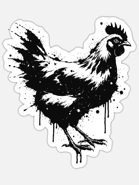 Hen Style Splatter Art Black - Sticker Größe S (10 x 10 cm) - Mattweiß