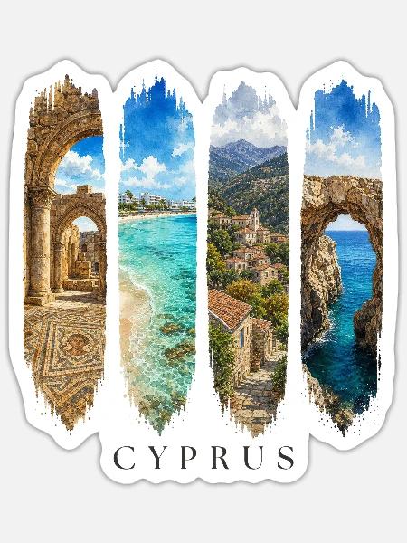Zypern Urlaub Travel – Meer & Kultur Motiv - Sticker Größe S (10 x 10 cm) - Mattweiß