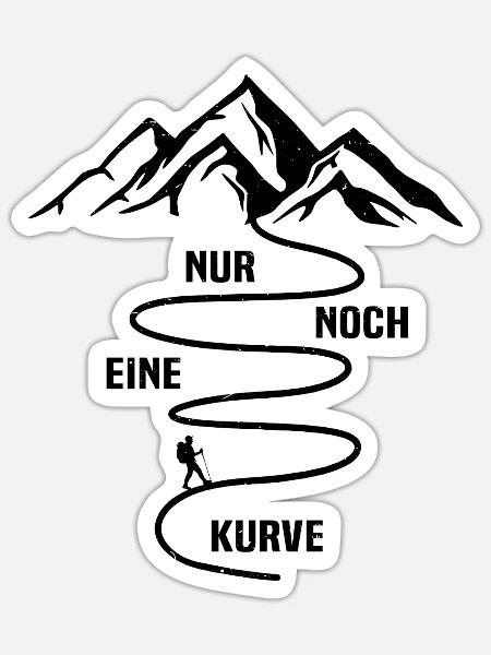 wanderer wandern - nur noch eine kurve  - Sticker Größe S (10 x 10 cm) - Mattweiß