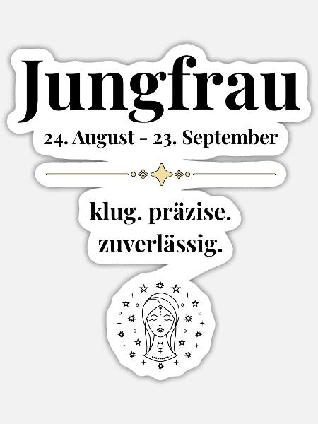 Sternzeichen Jungfrau - Sticker Größe S (10 x 10 cm) - Mattweiß