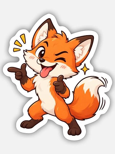 Fröhlicher Fuchs Cartoon - Sticker Größe S (10 x 10 cm) - Mattweiß