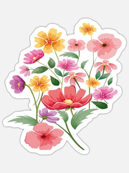 Blütenpracht Flora - Sticker Größe S (10 x 10 cm) - Mattweiß