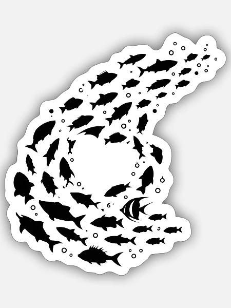 Fischschwarm Unterwasser Silhouette - Sticker Größe S (10 x 10 cm) - Mattweiß
