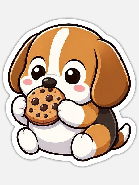 Beagle Keks Süßer Cartoon - Sticker Größe S (10 x 10 cm) - Mattweiß