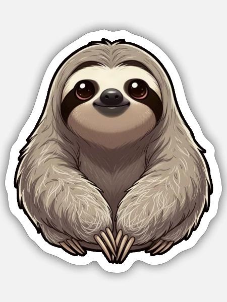 Faultier - Sticker Größe S (10 x 10 cm) - Mattweiß