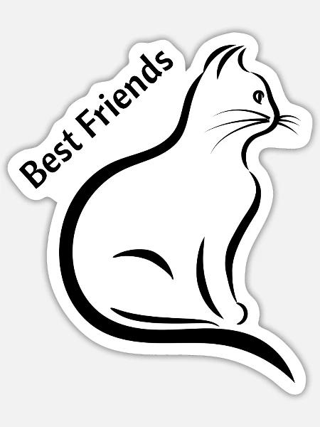 Katzen Best Friends - Sticker Größe S (10 x 10 cm) - Mattweiß