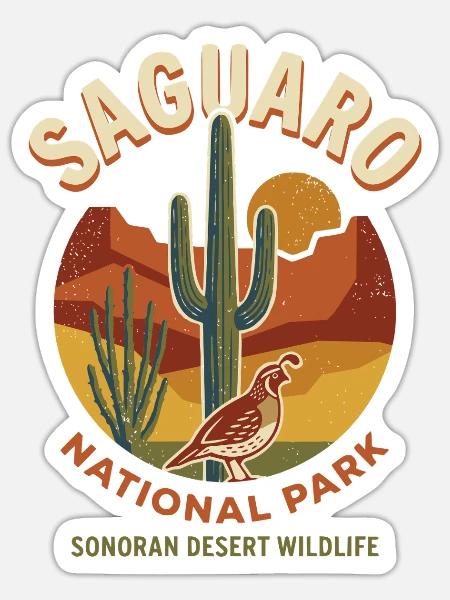 Retro-Saguaro-Sonora-Wüste - Sticker Größe S (10 x 10 cm) - Mattweiß