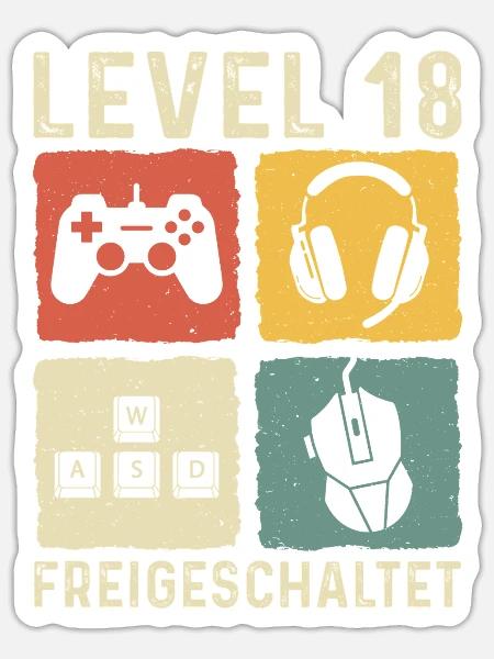 Level 18 freigeschaltet 18. Geburtstag 18 Jahre - Sticker Größe S (10 x 10 cm) - Mattweiß