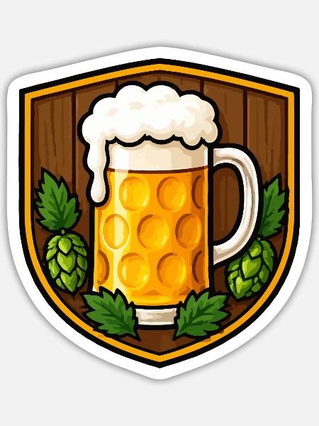 Bierkrug Shield Motiv - Sticker Größe S (10 x 10 cm) - Mattweiß