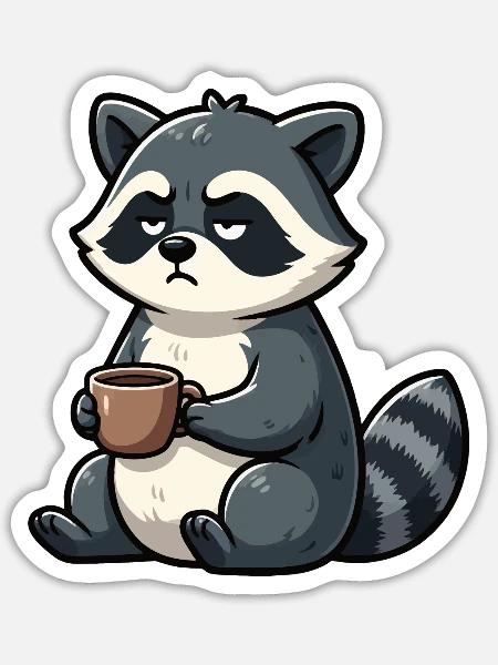 Waschbär Waschbären Waldtier lustiger Waschbär - Sticker Größe S (10 x 10 cm) - Mattweiß
