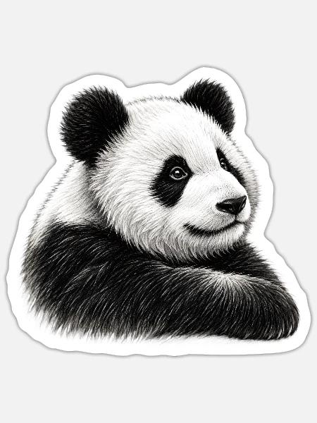 Panda Illustration - Sticker Größe S (10 x 10 cm) - Mattweiß