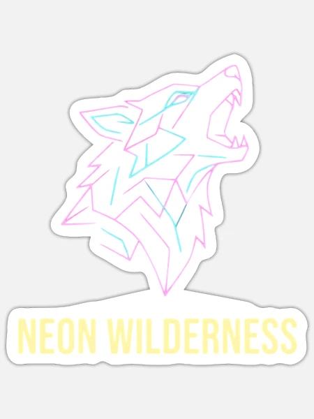 Wolf Neon Wilderness - Sticker Größe S (10 x 10 cm) - Mattweiß