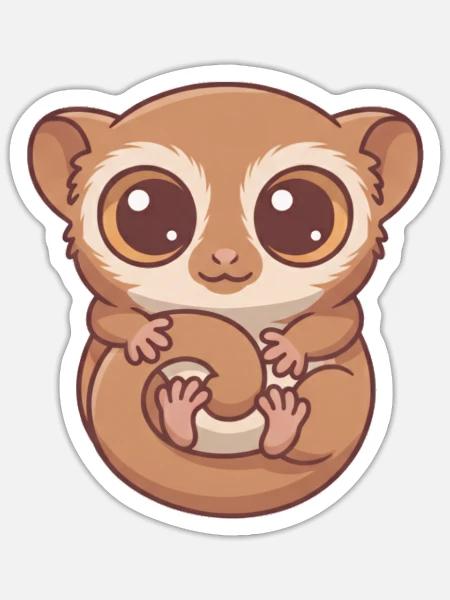 Koboldmaki - Sticker Größe S (10 x 10 cm) - Mattweiß