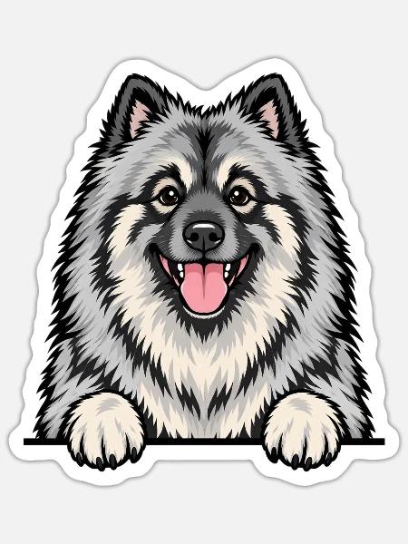 Wolfsspitz - Sticker Größe S (10 x 10 cm) - Mattweiß