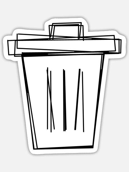 Papierkorb handgezeichnet - Sticker Größe S (10 x 10 cm) - Mattweiß