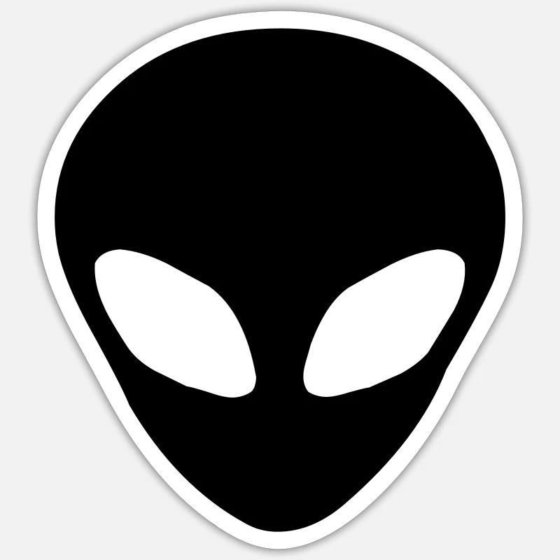 Alien head - Sticker taille S (10 x 10 cm) - blanc mat