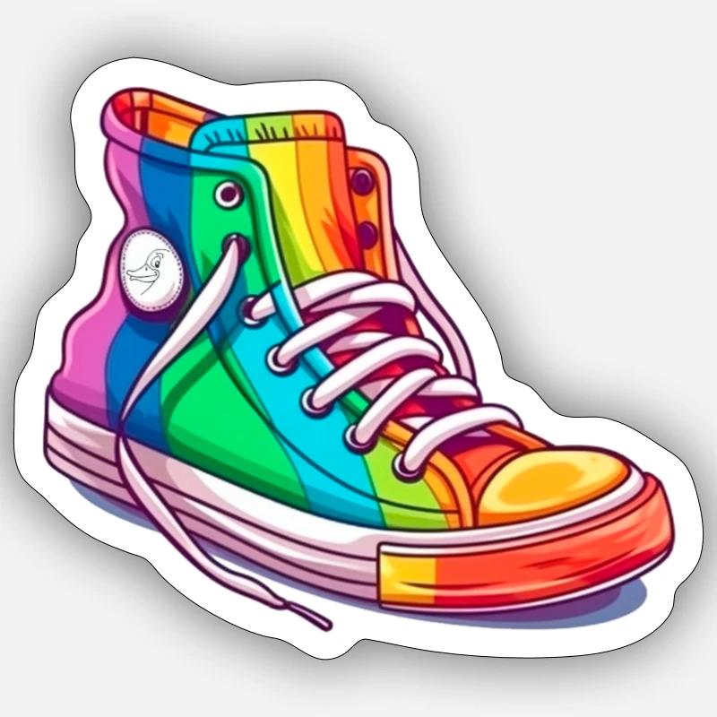 Rainbow Schuhe - Sticker Größe S (10 x 10 cm) - Mattweiß