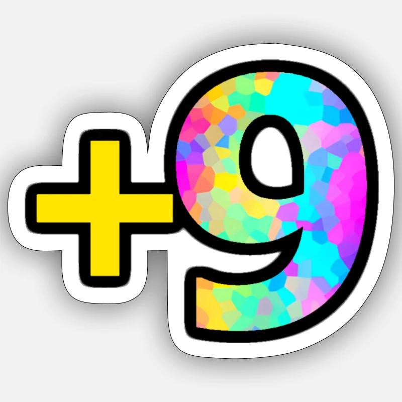 GLCKplus - +9 holo - Sticker Größe S (10 x 10 cm) - Mattweiß