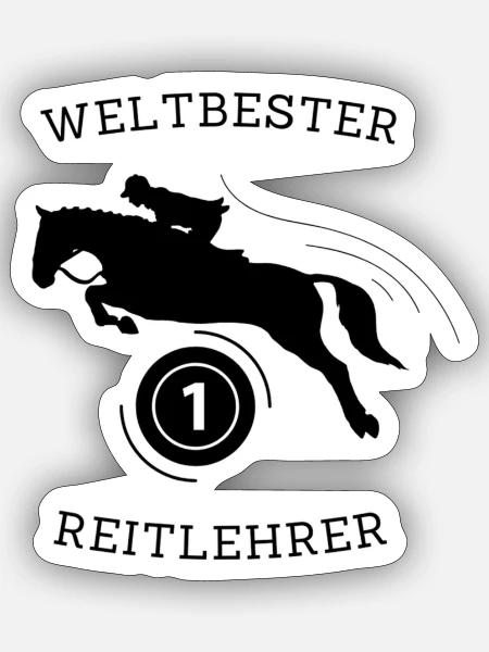 Weltbester Reitlehrer - Sticker Größe S (10 x 10 cm) - Mattweiß